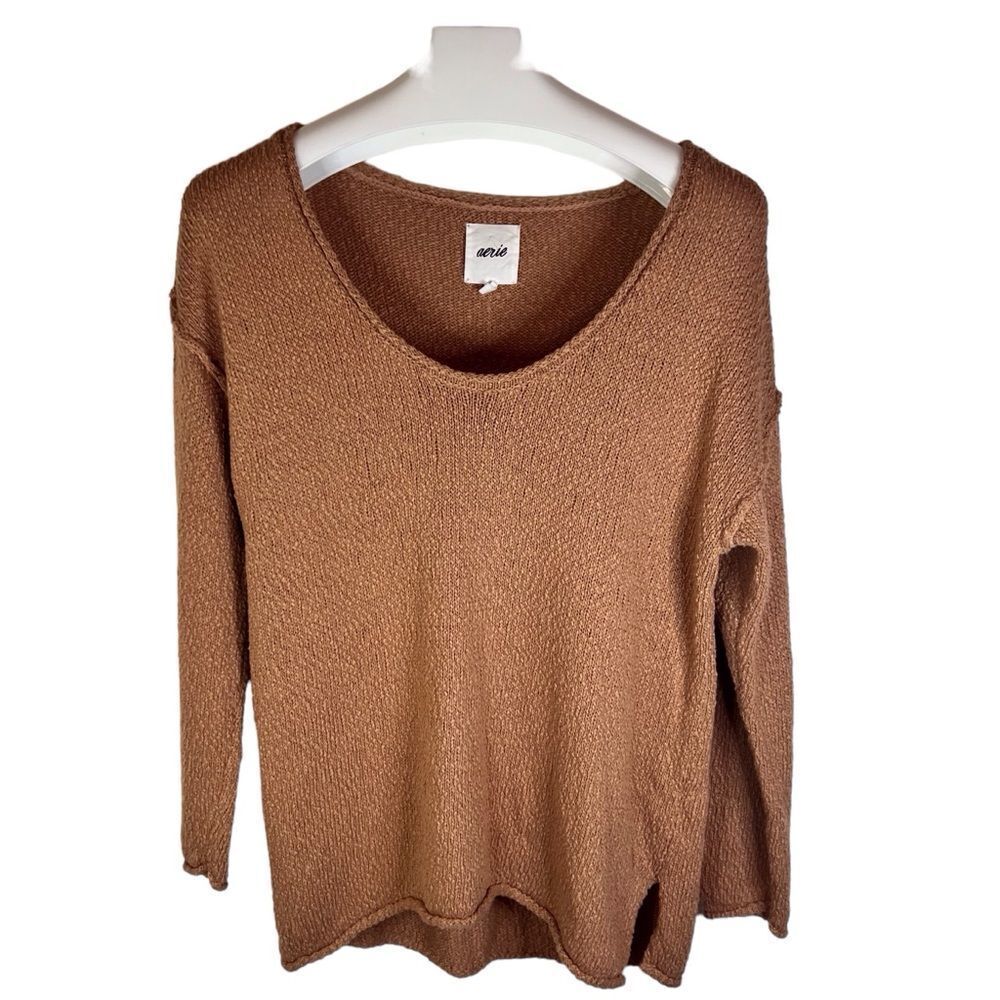 Aerie Oversized Womens Inside Out Scoop Neck Sweater Size Small Cotton Casual